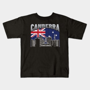 Canberra Australia Skyline Vintage Australian Flag Kids T-Shirt